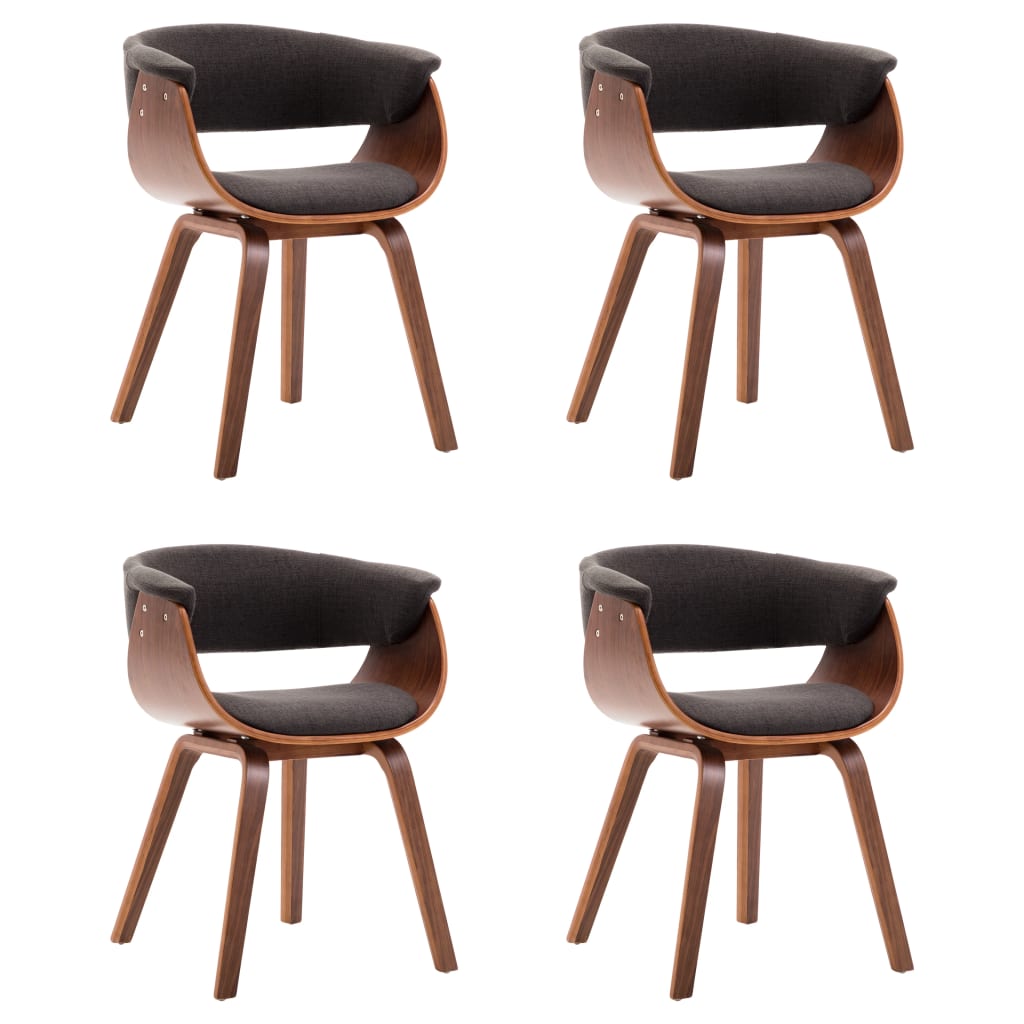 Chaises à manger lot de 4 gris bois courbé et tissu - XIOS