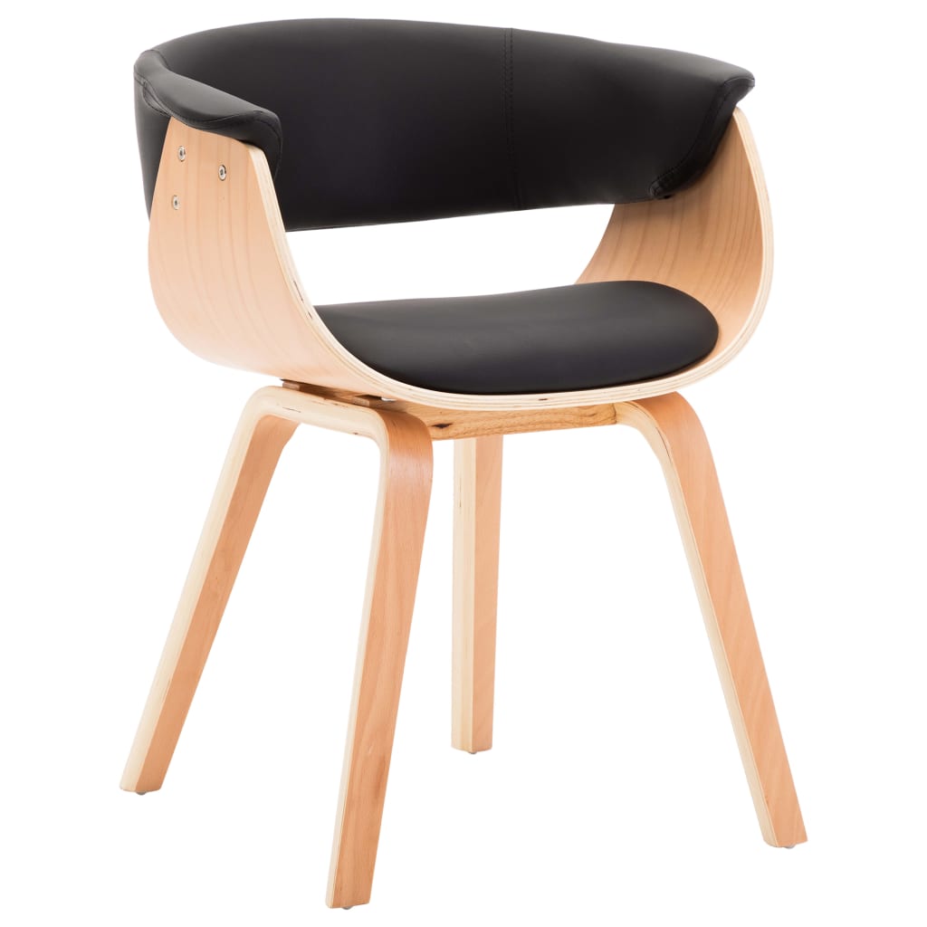 Chaises à manger lot de 6 noir bois courbé et similicuir - XIOS
