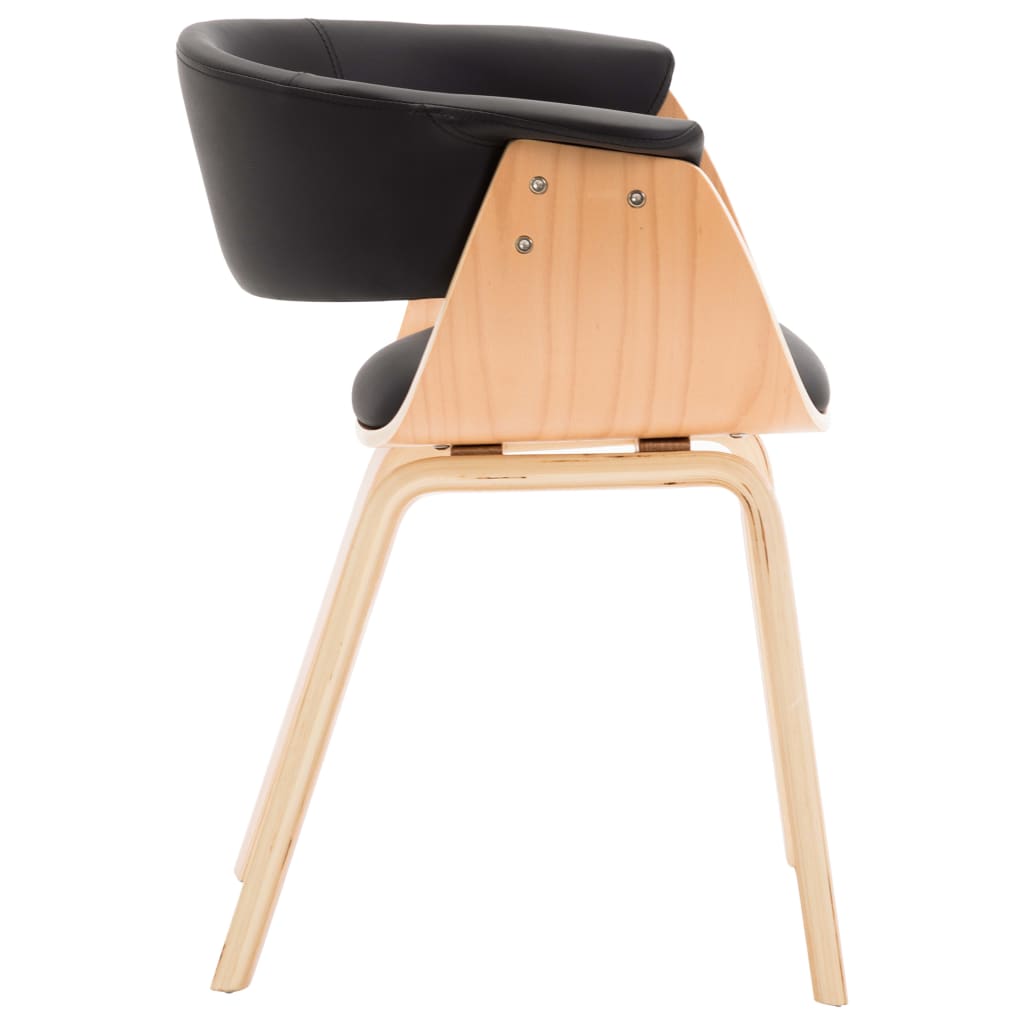 Chaises à manger lot de 6 noir bois courbé et similicuir - XIOS