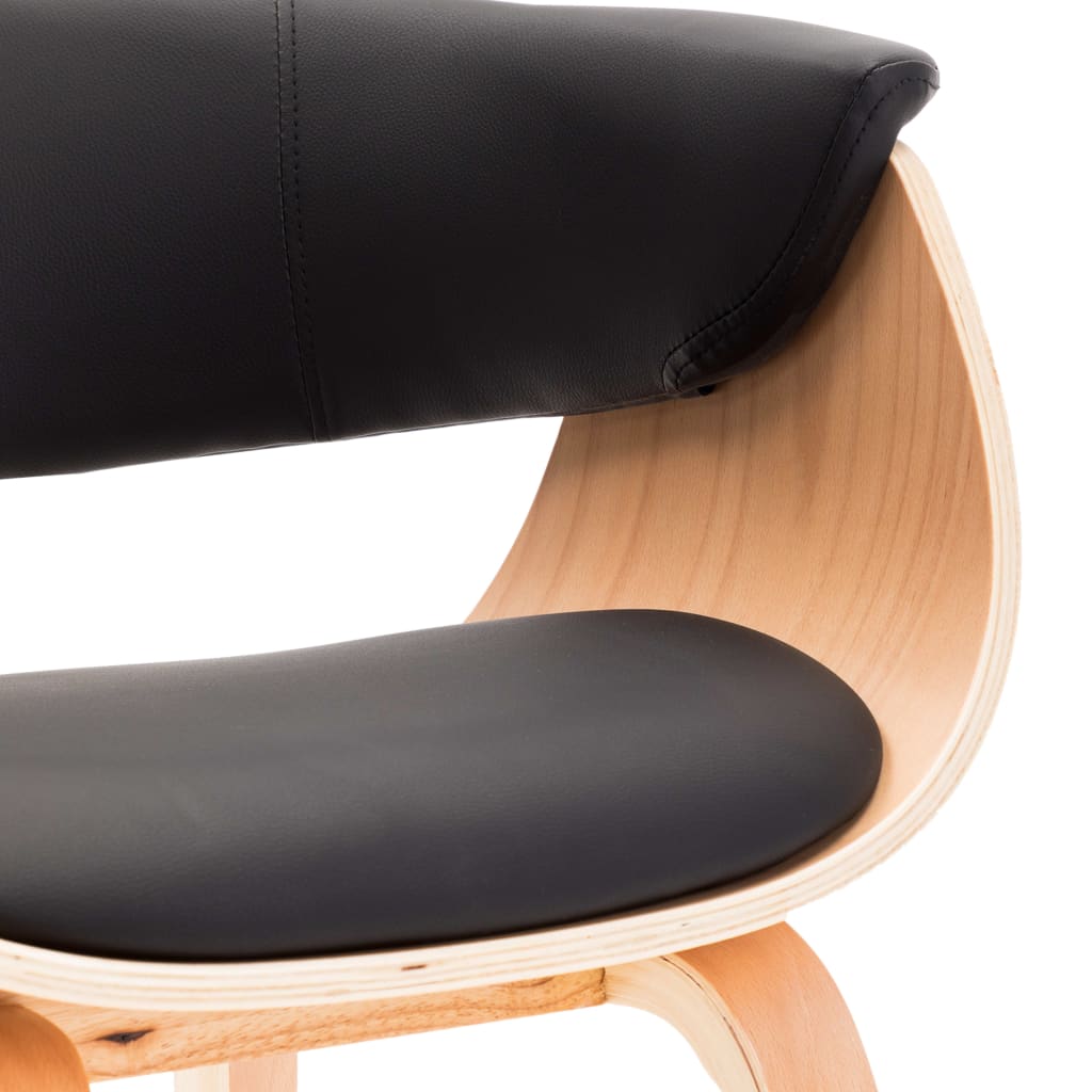 Chaises à manger lot de 6 noir bois courbé et similicuir - XIOS