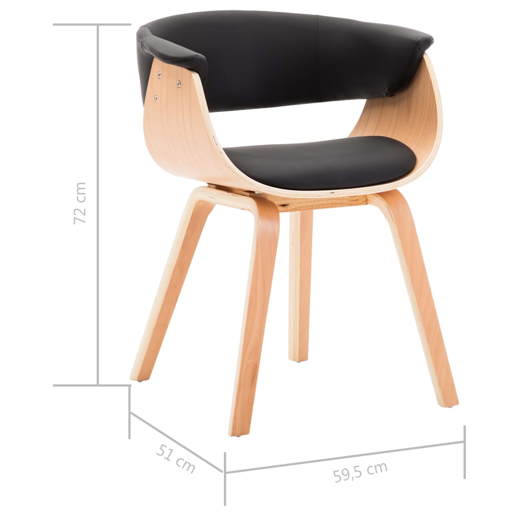Chaises à manger lot de 6 noir bois courbé et similicuir - XIOS
