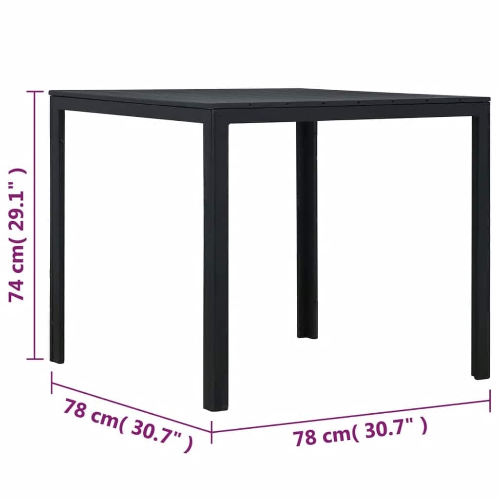 Table basse Noir 78x78x74 cm PEHD Aspect de bois - XIOS