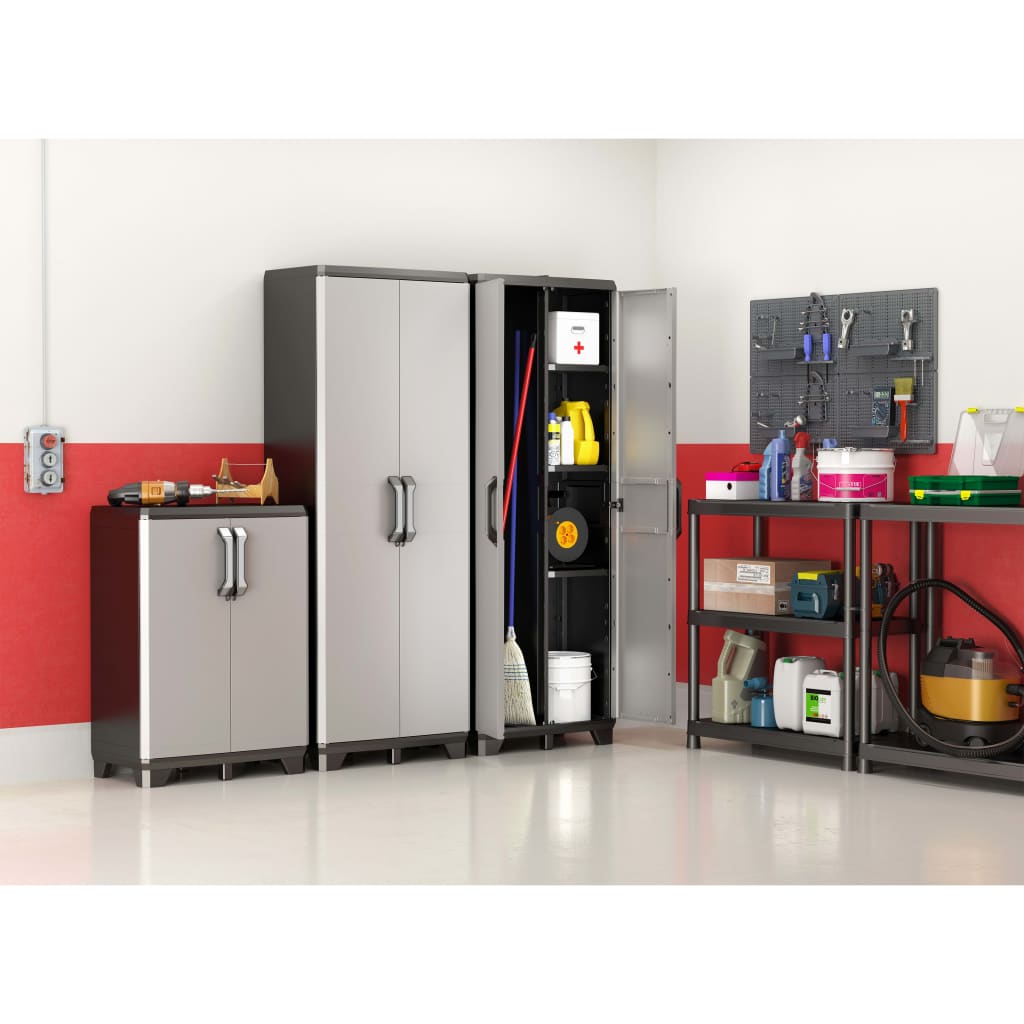 Armoire de rangement avec étagères Gear Noir et gris 182 cm