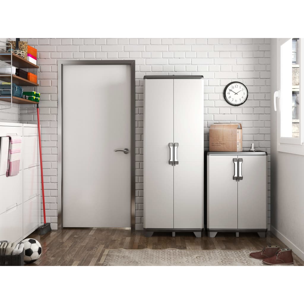 Armoire de rangement avec étagères Gear Noir et gris 182 cm
