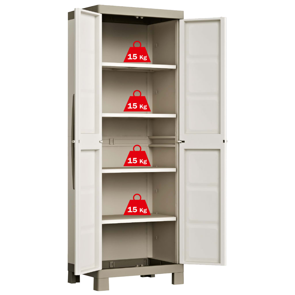 Armoire de rangement à étagères Excellence Beige et taupe 182 cm