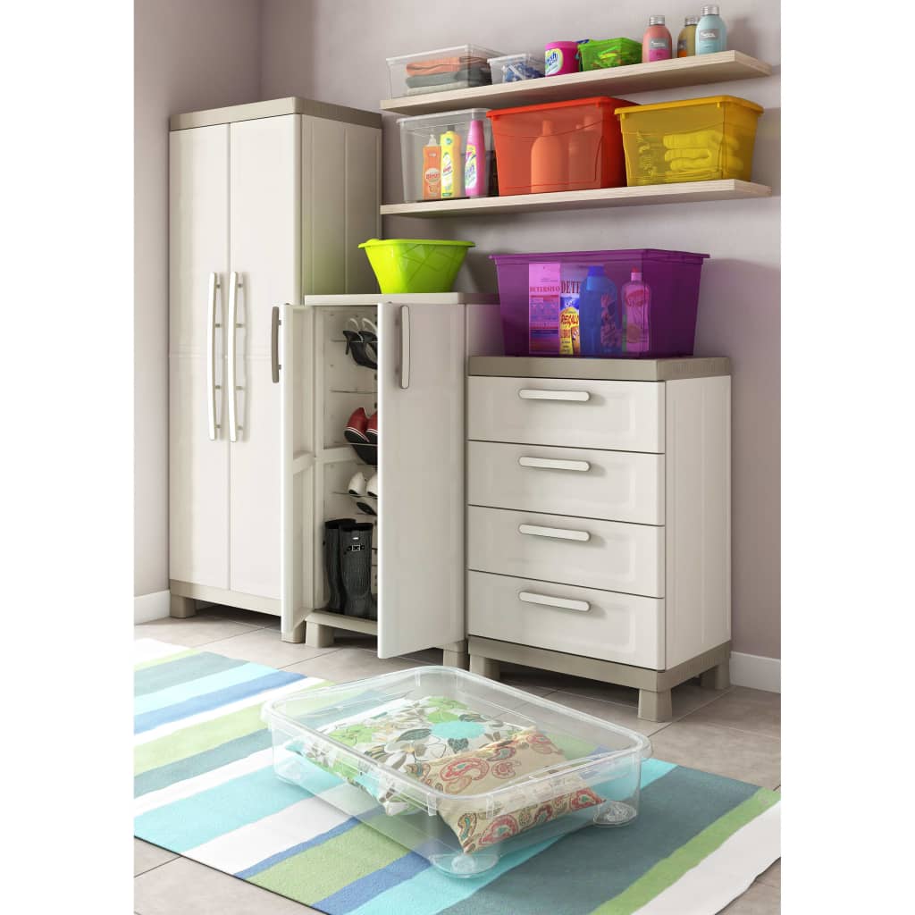 Armoire de rangement à étagères Excellence Beige et taupe 182 cm