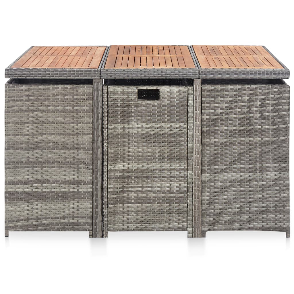 Salon de jardin 11 pcs Résine tressée bois d'acacia Anthracite - XIOS