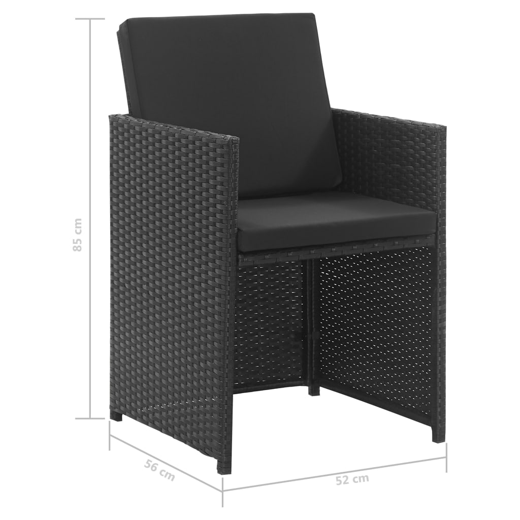 Salon de jardin 3 pcs avec coussins Résine tressée Noir - XIOS