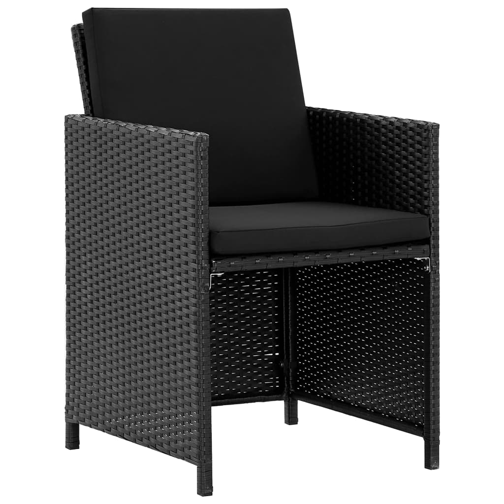 Ensemble à manger d'extérieur 9pcs coussins résine tressée noir - XIOS