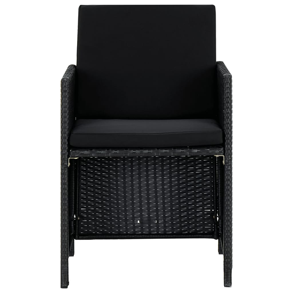 Ensemble à manger d'extérieur 9pcs coussins résine tressée noir - XIOS