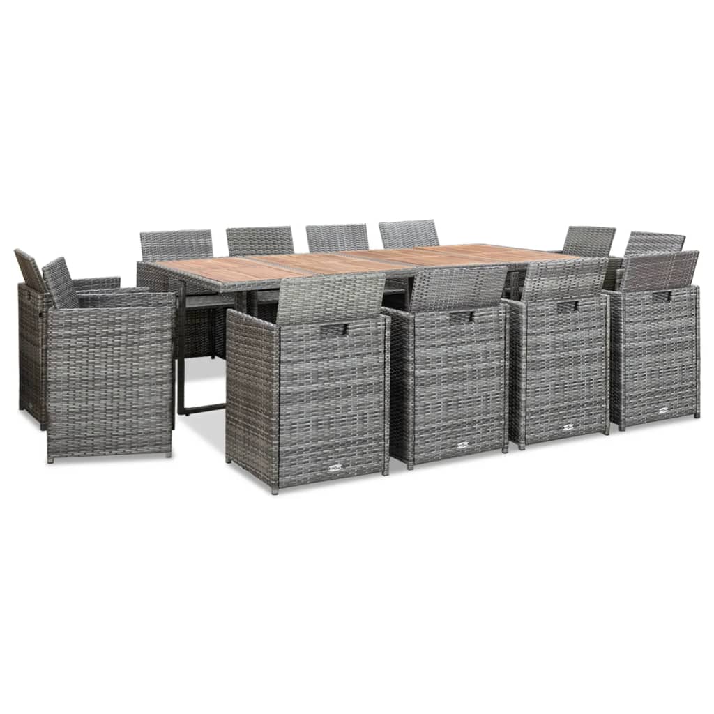 Mobilier à dîner extérieur 13pcs coussins Poly rotin Anthracite