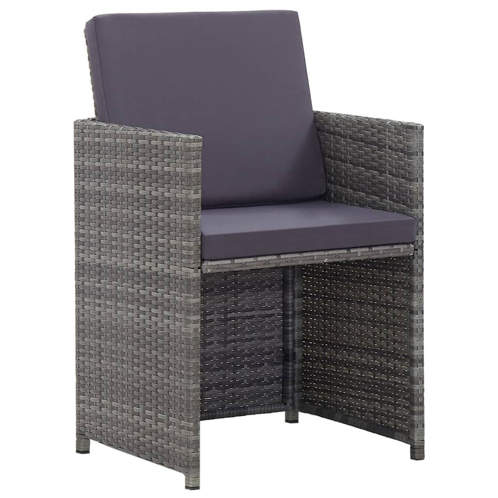 Mobilier à dîner extérieur 13pcs coussins Poly rotin Anthracite