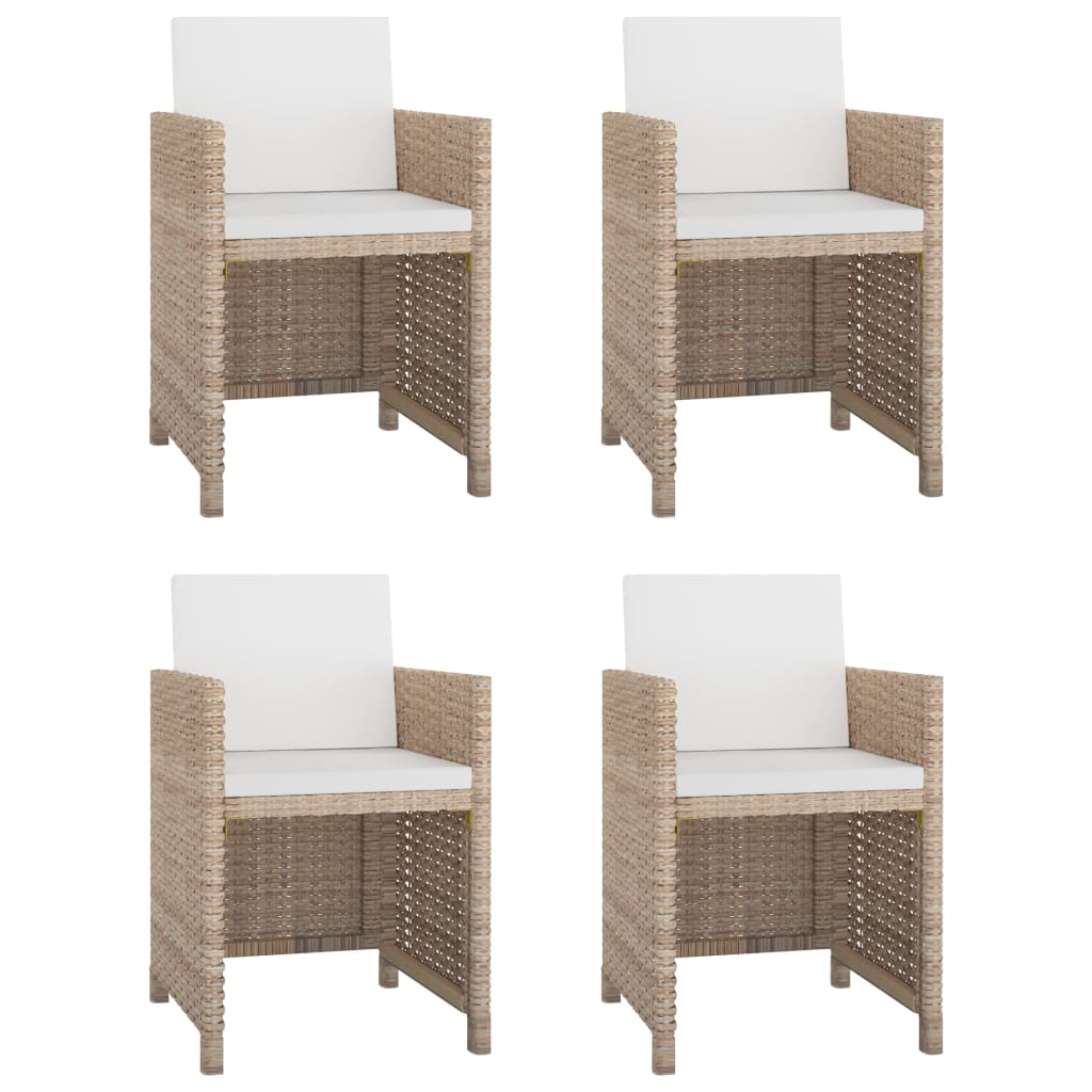 Ensemble à manger d'extérieur avec coussins 5 pcs Rotin Beige - XIOS