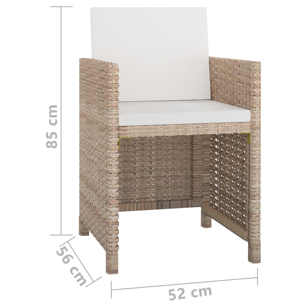 Ensemble à manger d'extérieur avec coussins 5 pcs Rotin Beige - XIOS