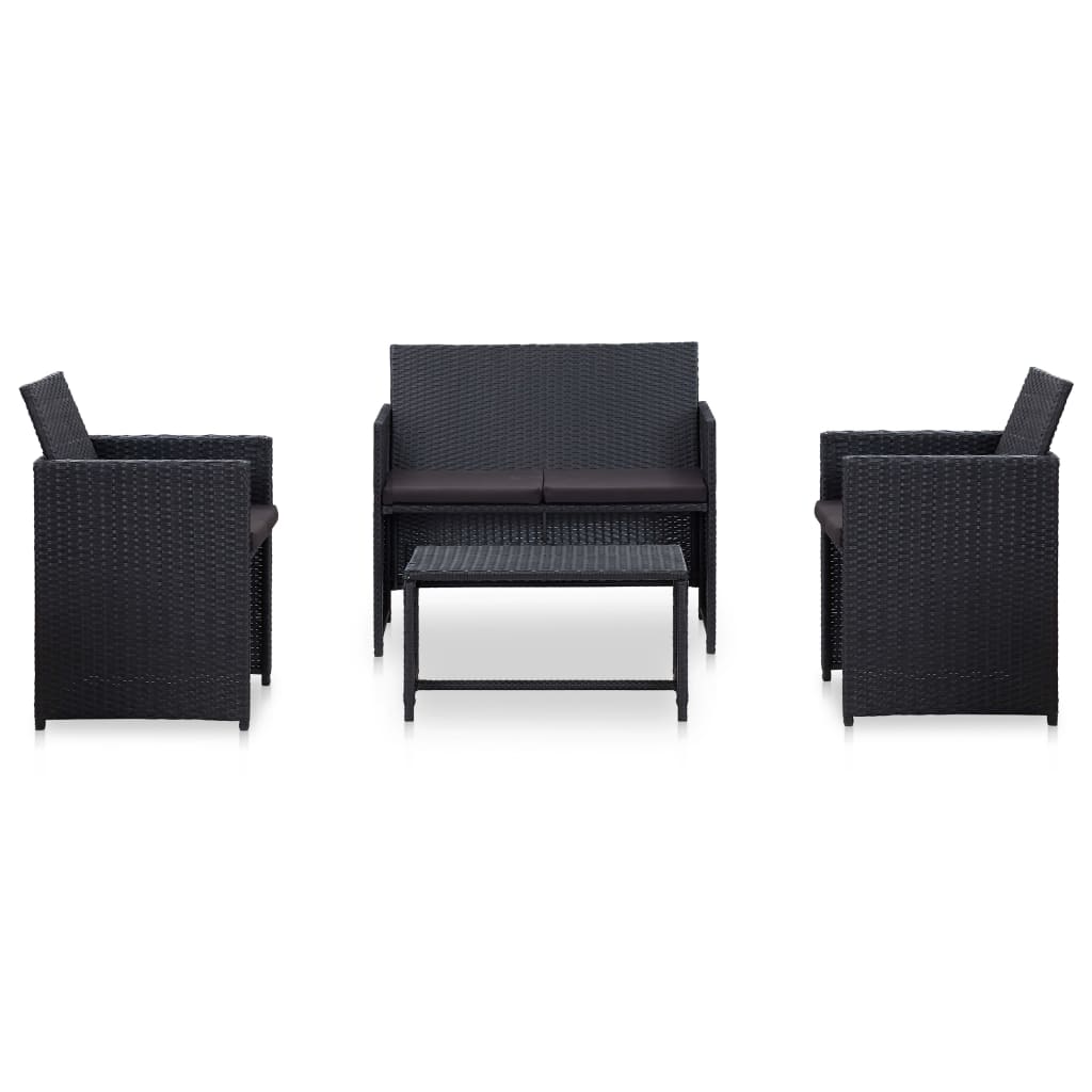 Salon de jardin 4 pcs avec coussins Résine tressée Noir - XIOS