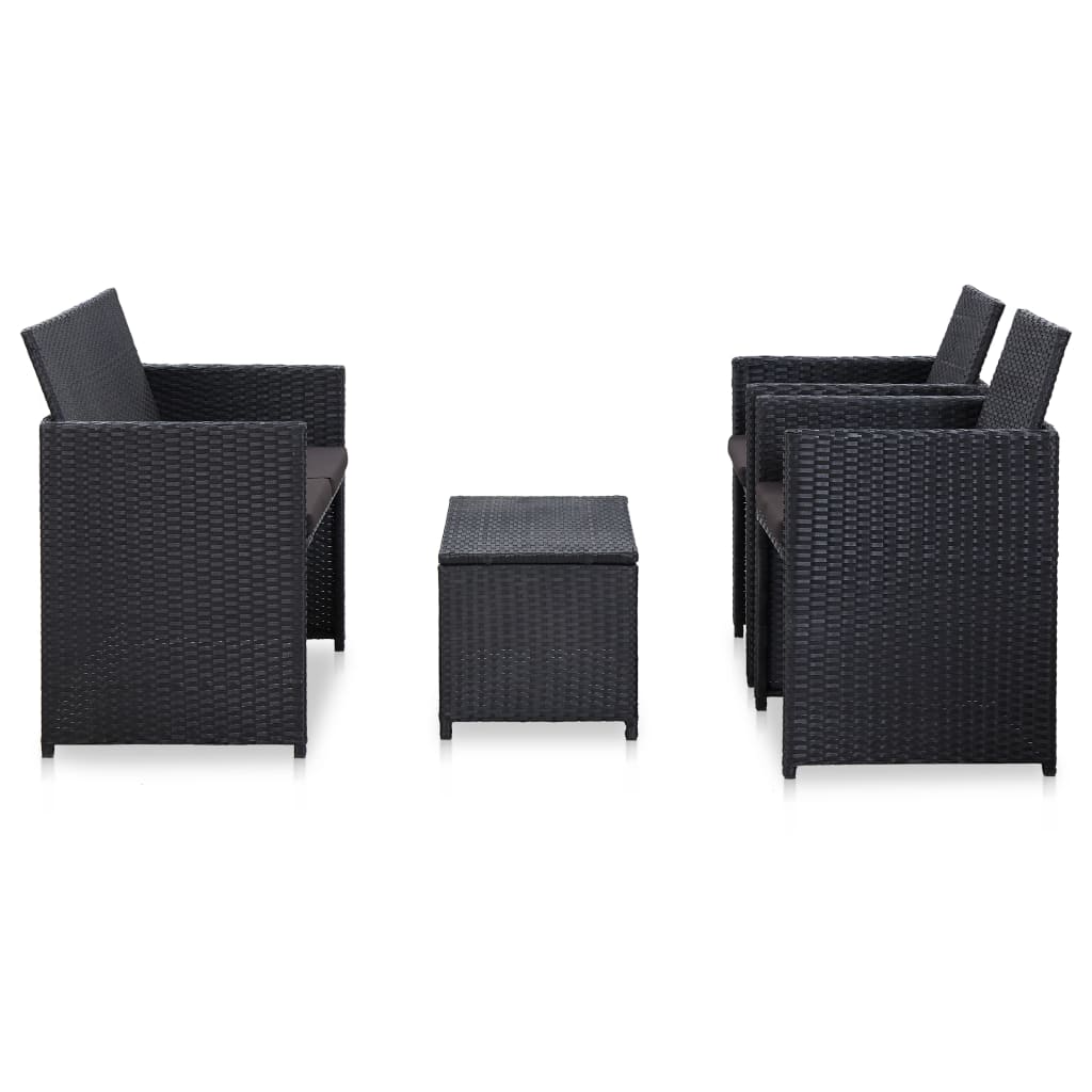 Salon de jardin 4 pcs avec coussins Résine tressée Noir - XIOS