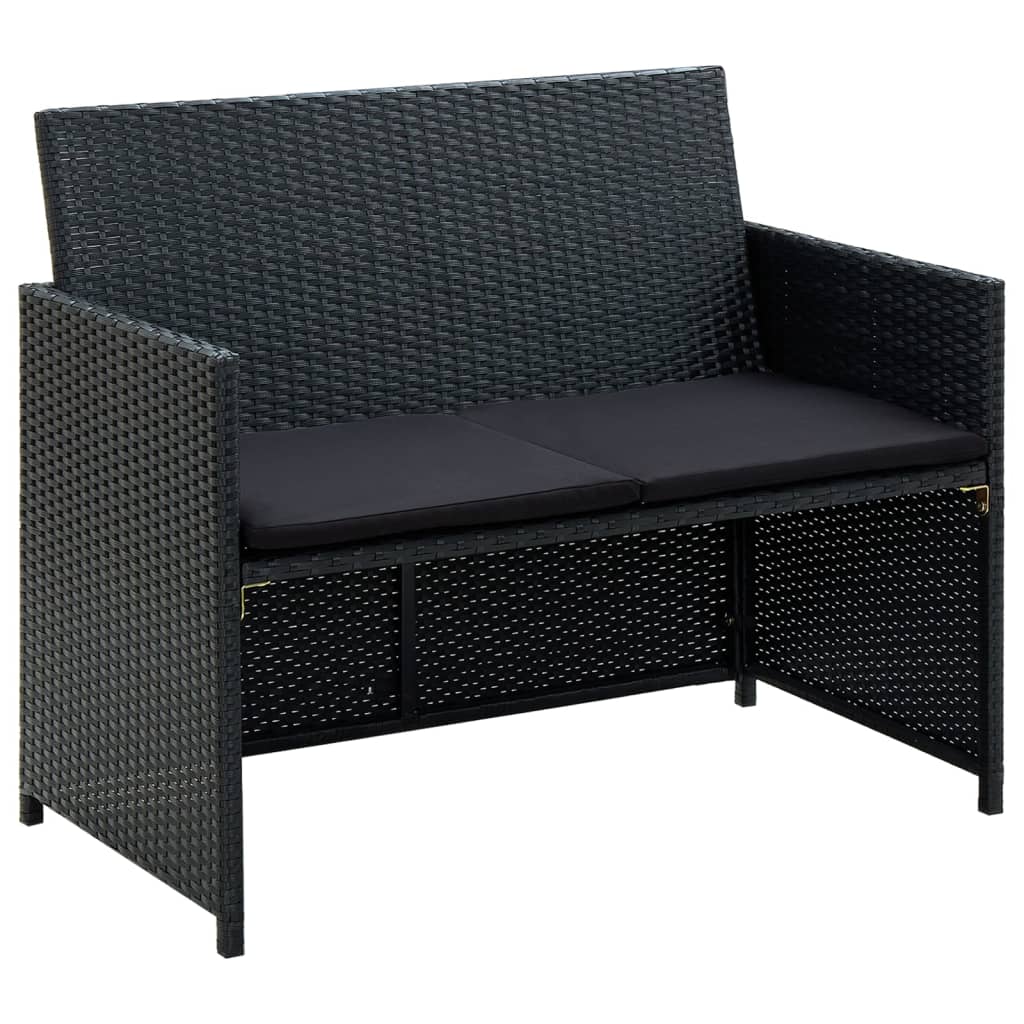 Salon de jardin 4 pcs avec coussins Résine tressée Noir - XIOS