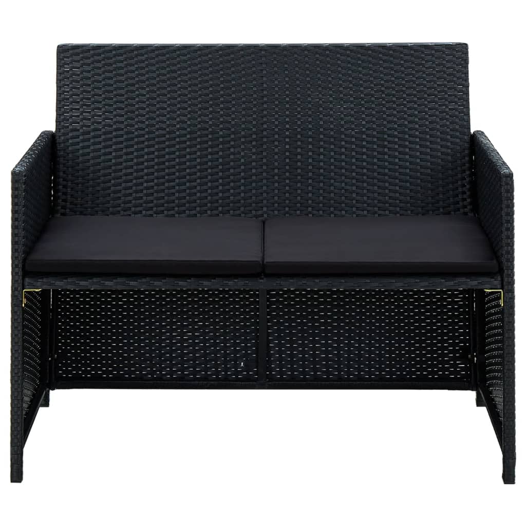 Salon de jardin 4 pcs avec coussins Résine tressée Noir - XIOS