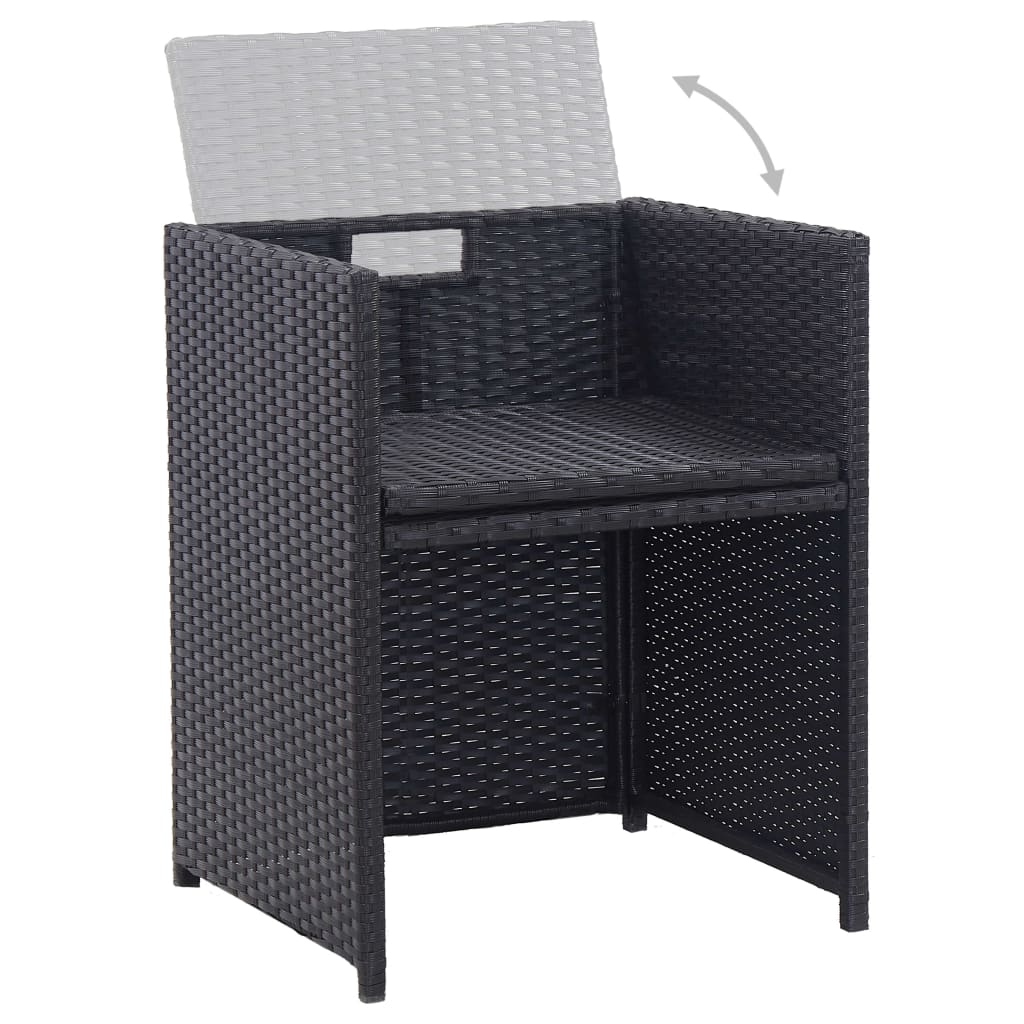 Ensemble à manger d'extérieur 15 pcs avec coussins rotin Noir - XIOS