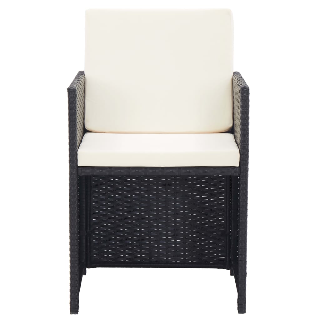 Ensemble à manger d'extérieur 15 pcs avec coussins rotin Noir - XIOS