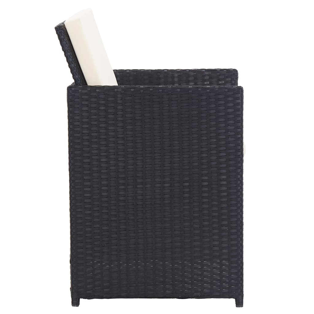Ensemble à manger d'extérieur 15 pcs avec coussins rotin Noir - XIOS