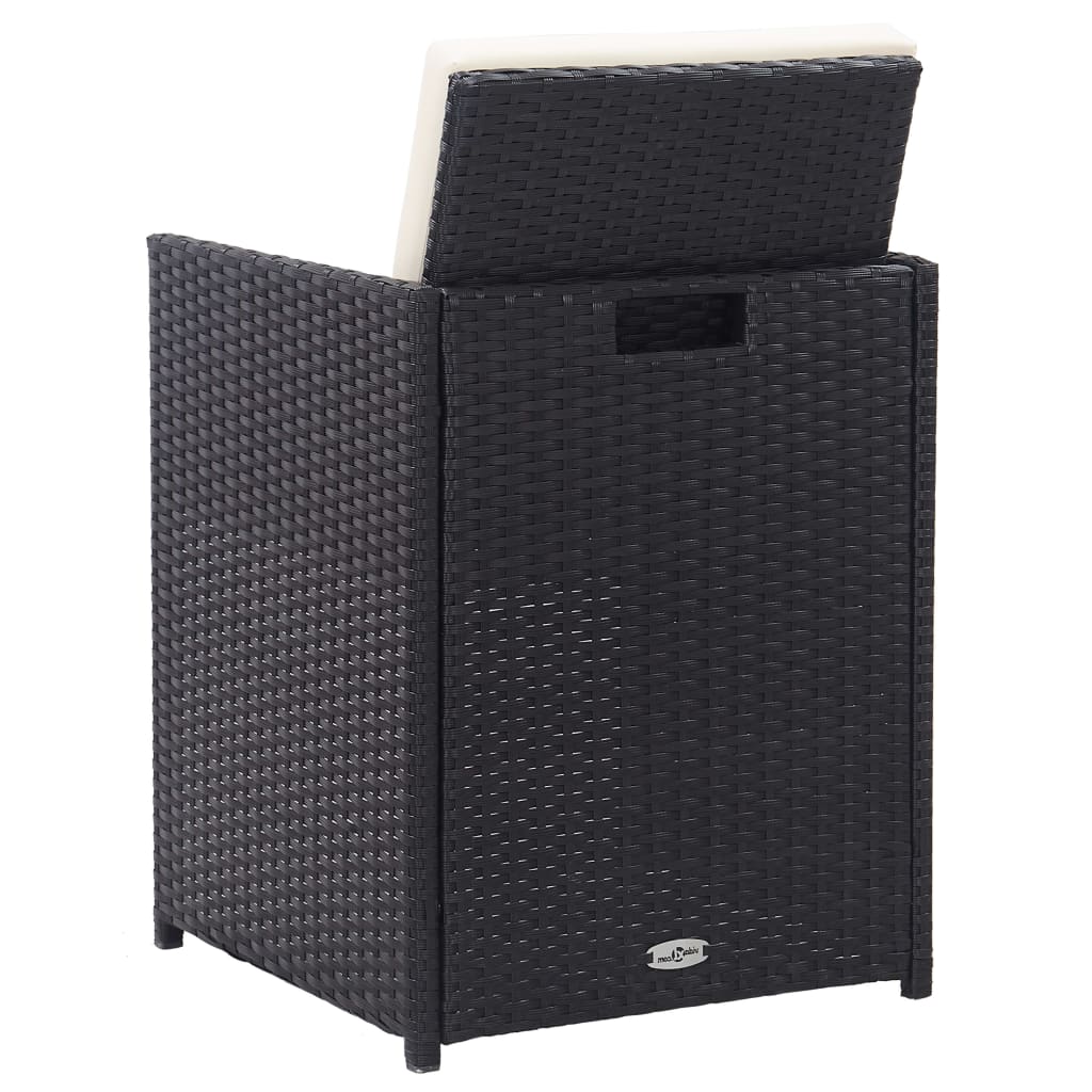 Ensemble à manger d'extérieur 15 pcs avec coussins rotin Noir - XIOS