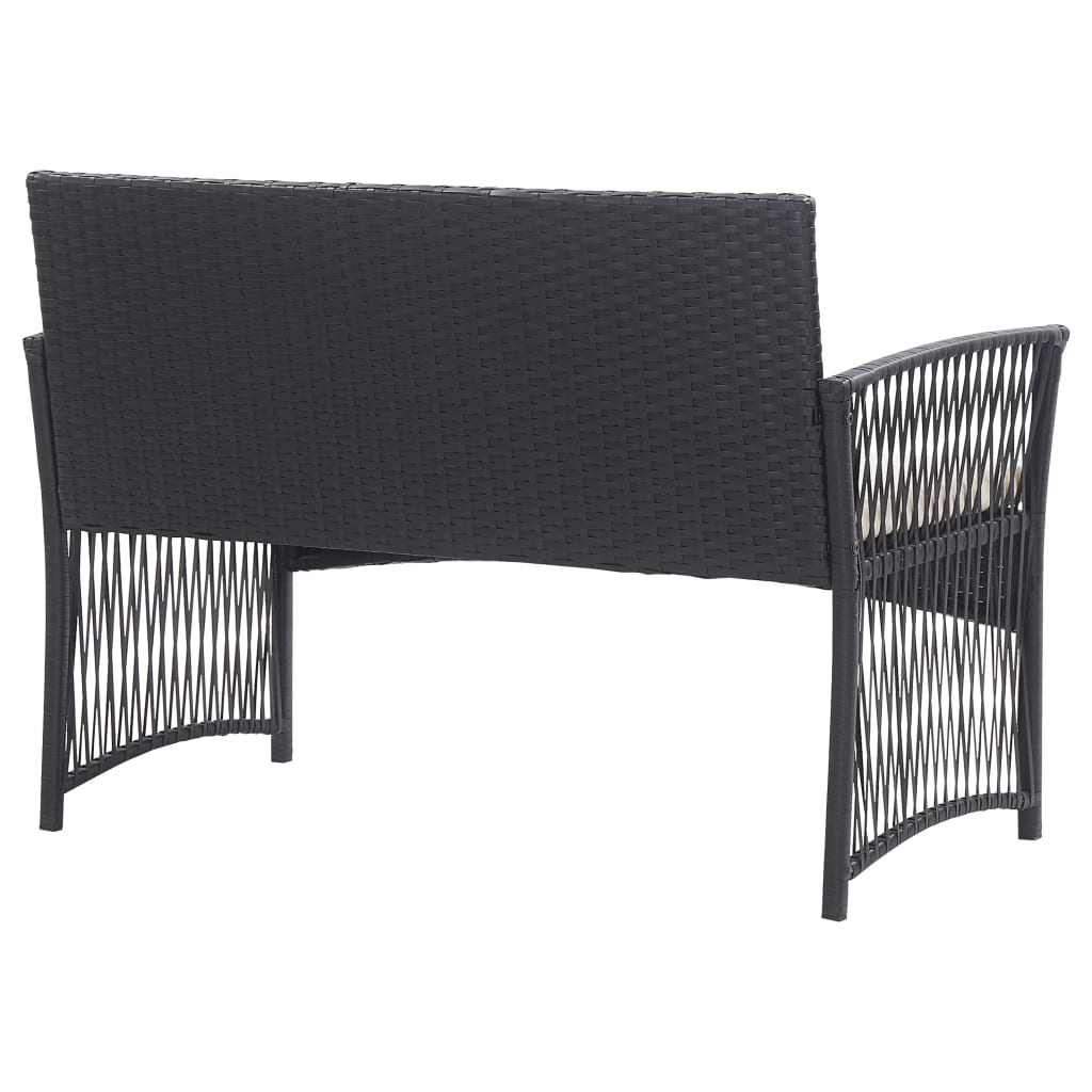 Salon de jardin 4 pcs avec coussin Résine tressée Noir - XIOS