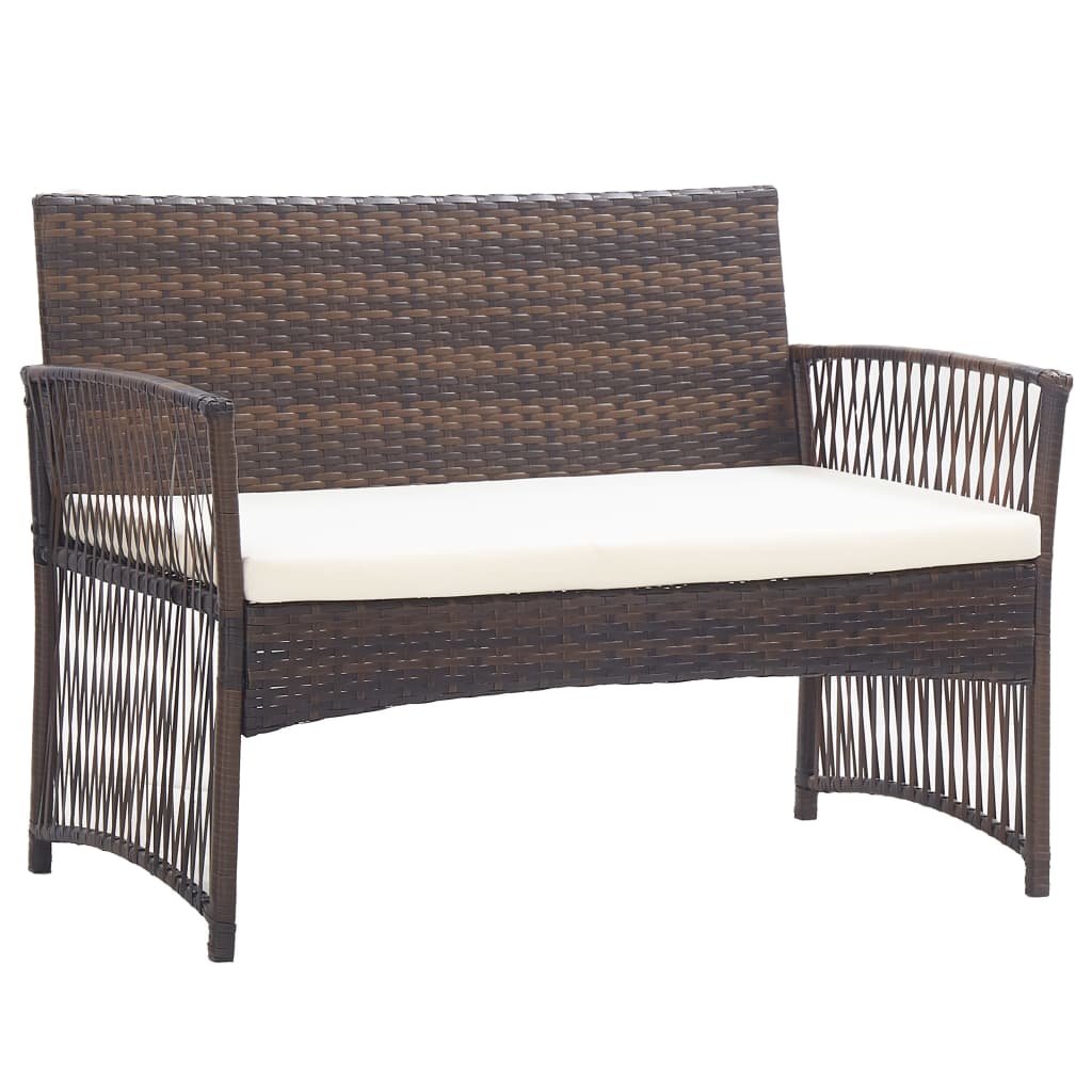 Salon de jardin 4 pcs avec coussin Résine tressée Marron - XIOS
