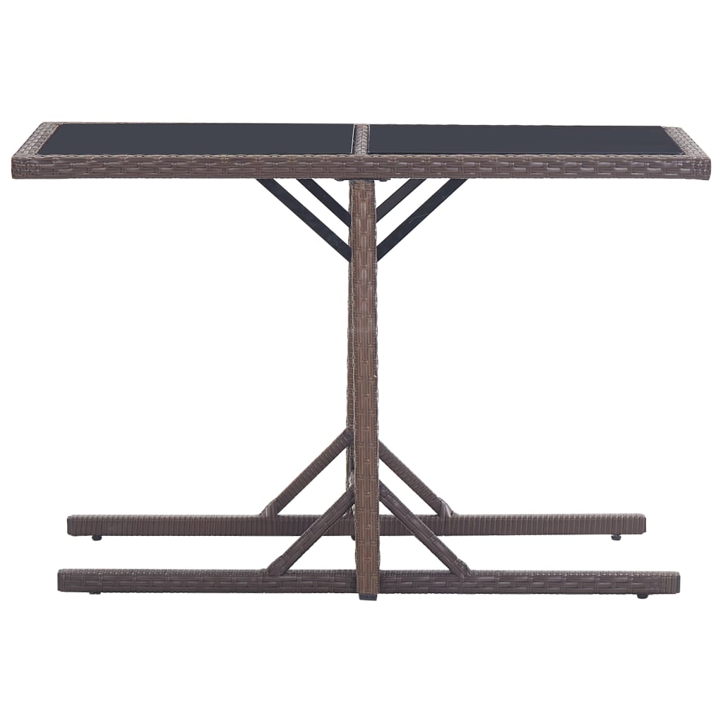 Table de jardin Marron 110x53x72 cm Verre et résine tressée Tables de jardin vidaXL