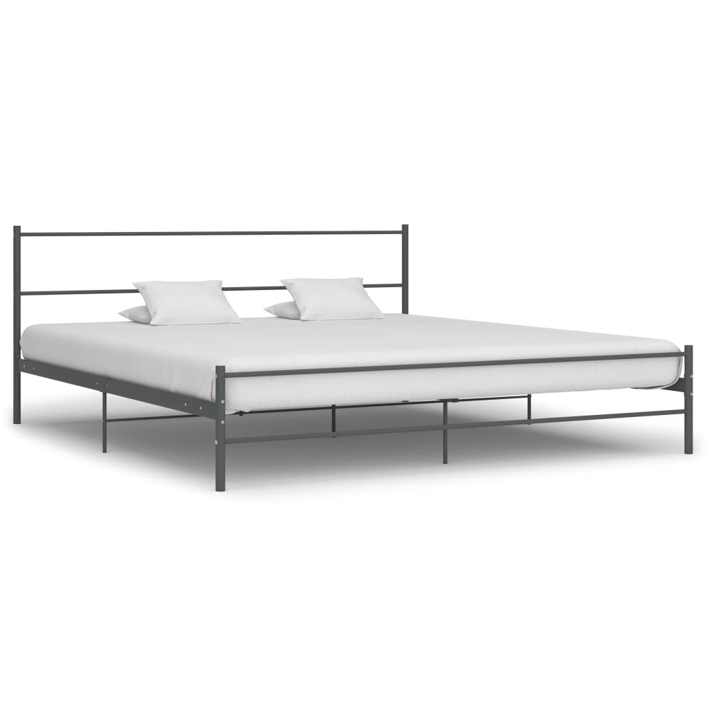 Cadre de lit sans matelas gris métal 200x200 cm - XIOS