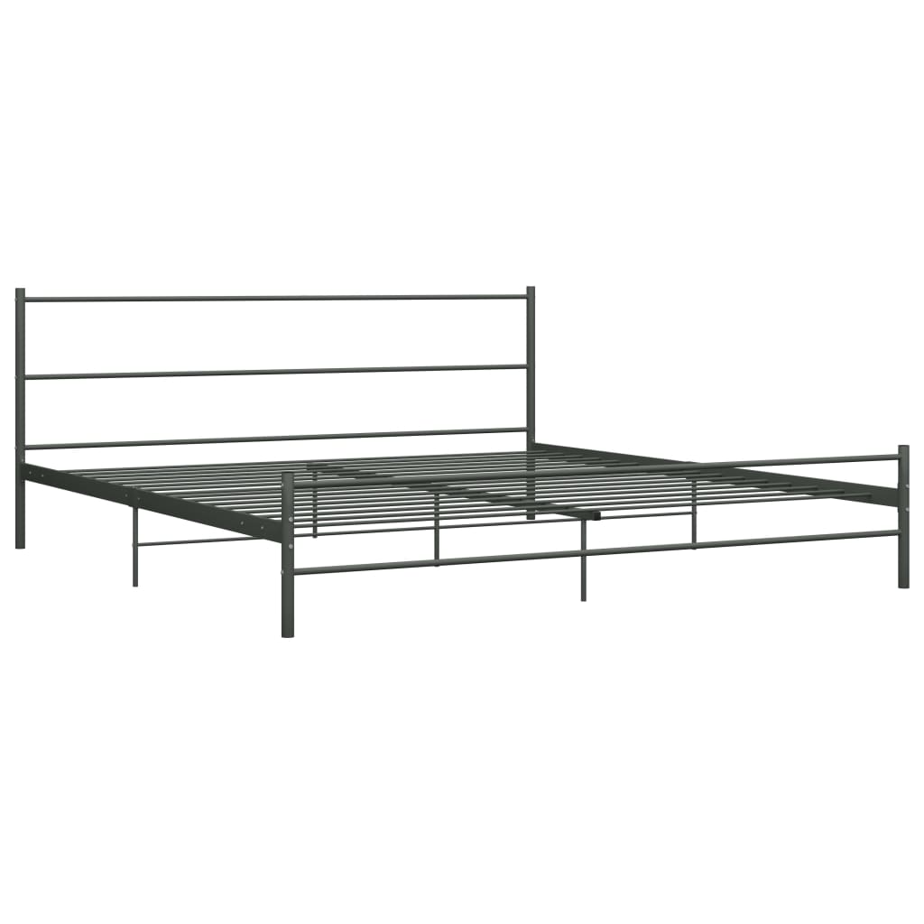 Cadre de lit sans matelas gris métal 200x200 cm - XIOS