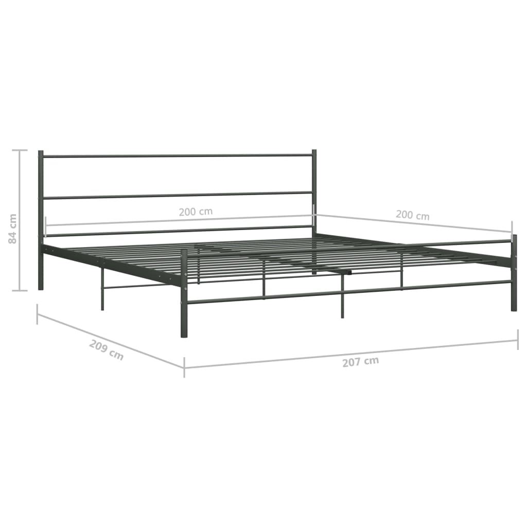 Cadre de lit sans matelas gris métal 200x200 cm - XIOS