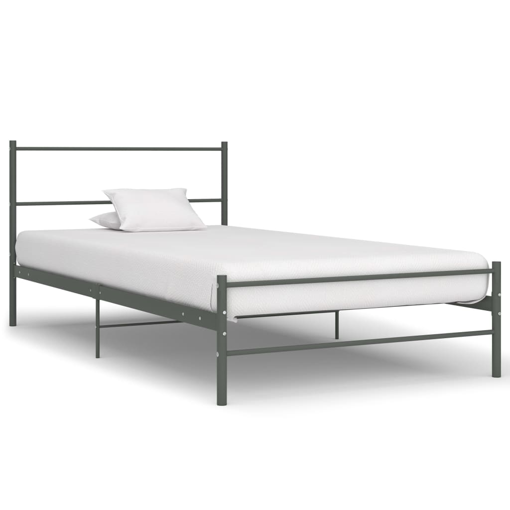 Cadre de lit sans matelas gris métal 90x200 cm - XIOS