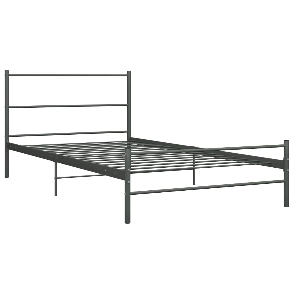 Cadre de lit sans matelas gris métal 90x200 cm - XIOS