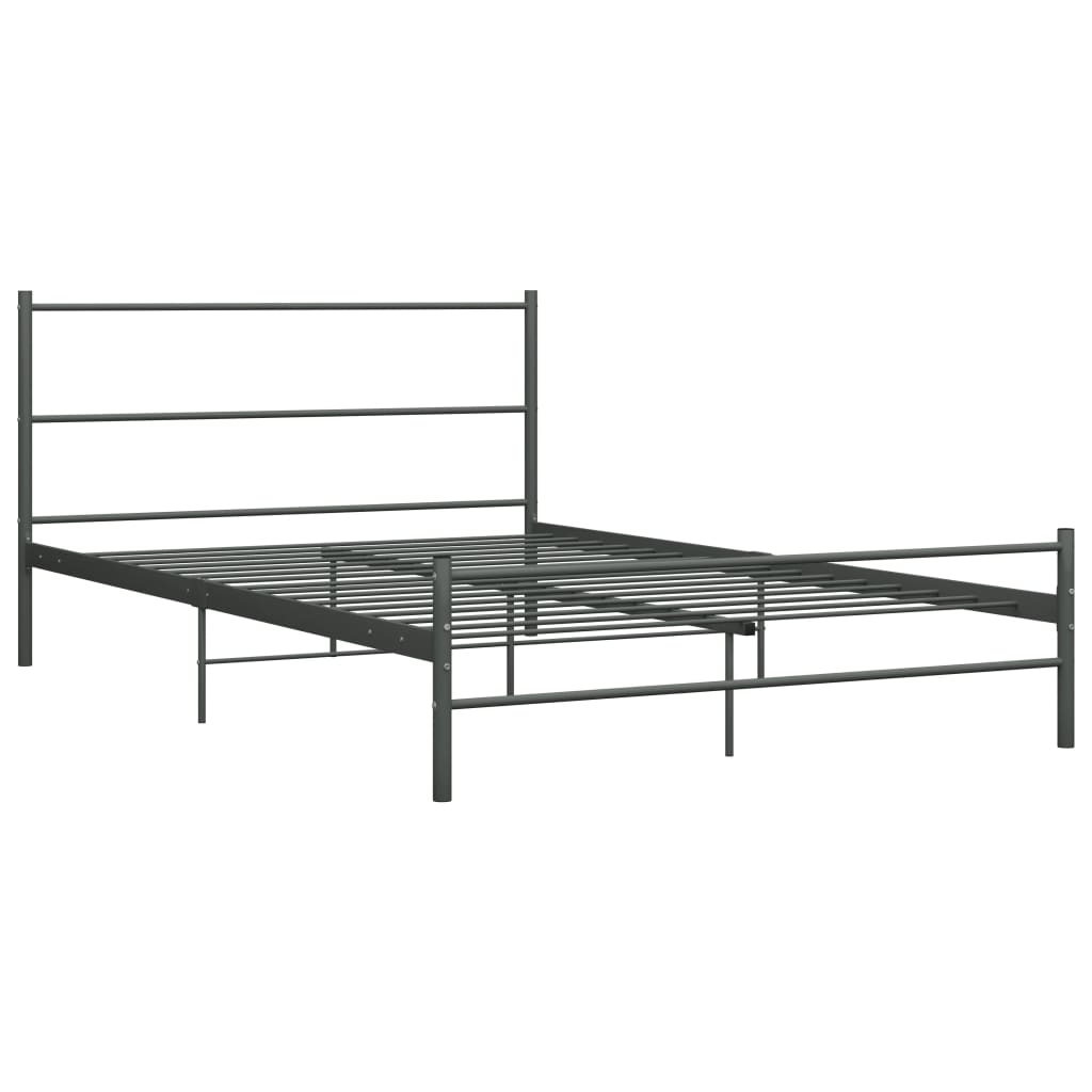 Cadre de lit avec tête de lit sans matelas gris 160x200cm métal - XIOS