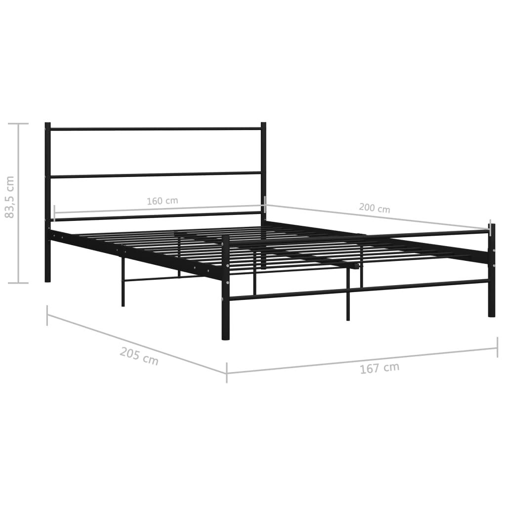 Cadre de lit avec tête de lit sans matelas noir 160x200cm métal - XIOS