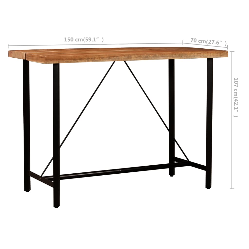 Ensemble de bar 7 pcs Bois solide et cuir véritable - XIOS