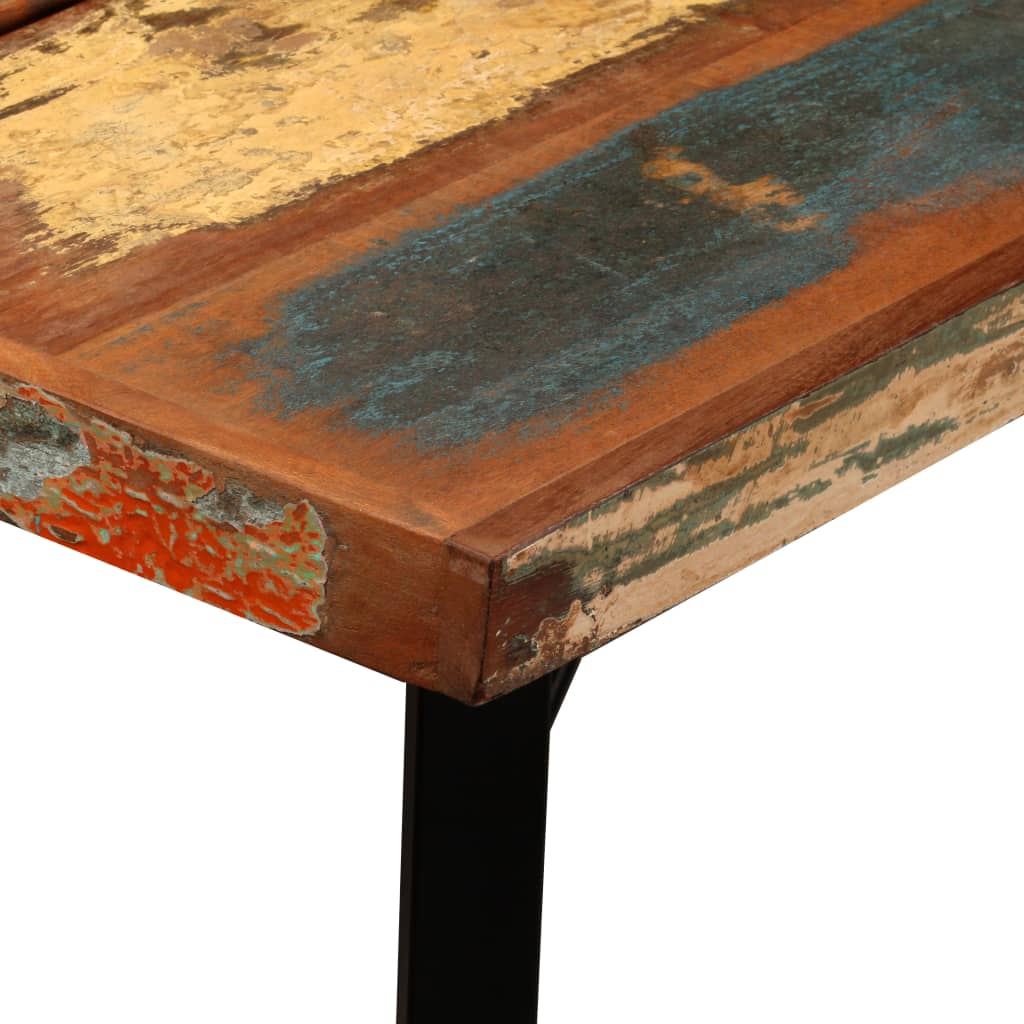 Ensemble de bar 7 pcs Bois de récupération et cuir véritable - XIOS