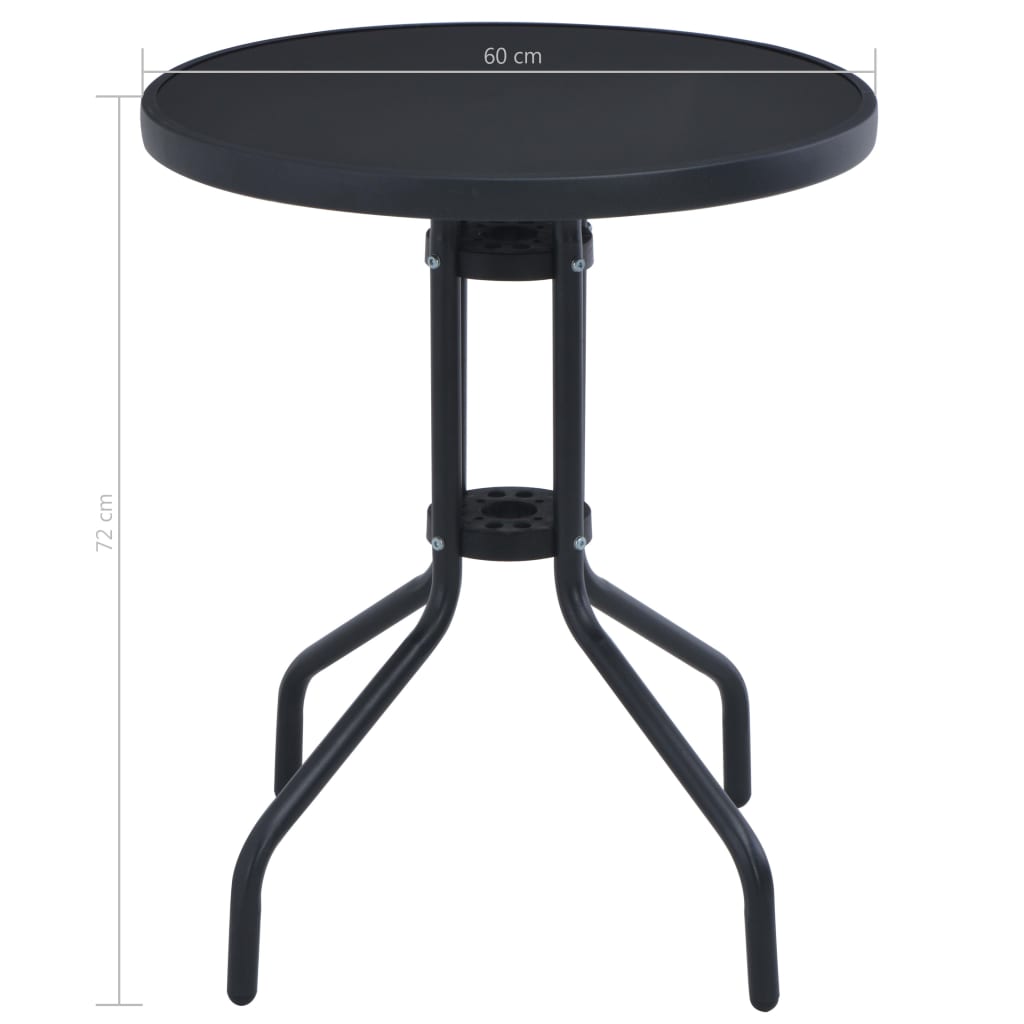 Table de jardin Noir 60 cm Acier et verre Tables de jardin vidaXL