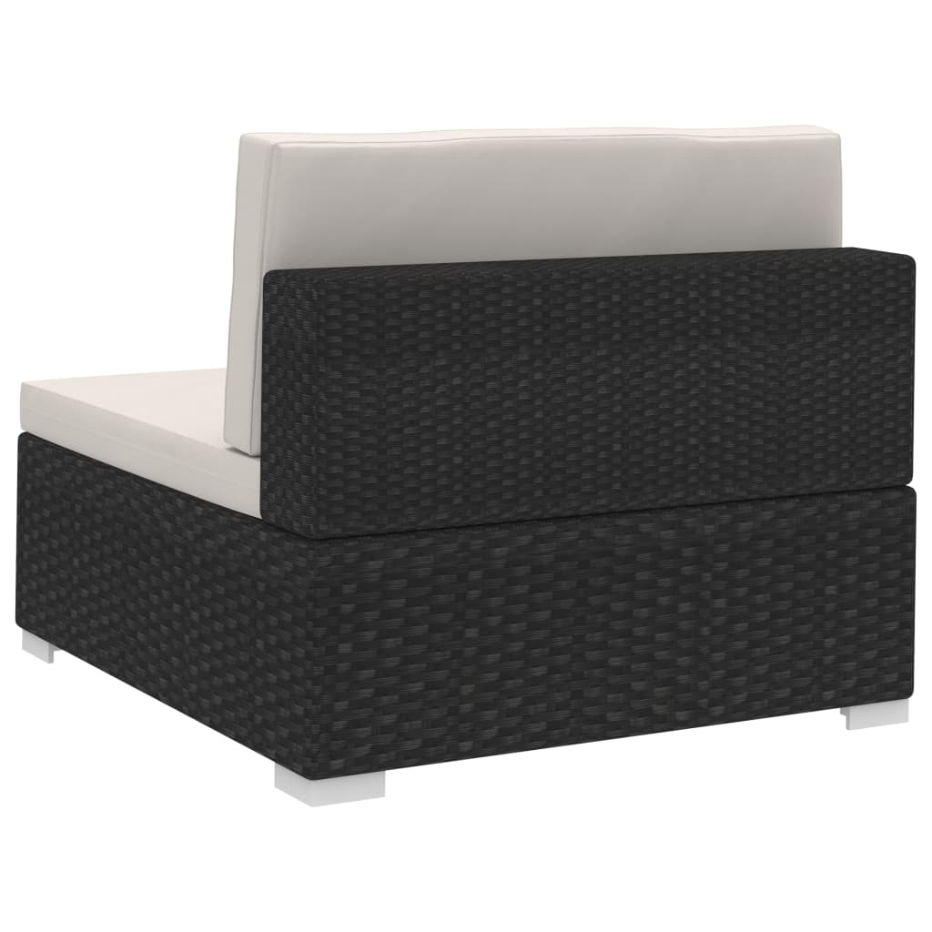 Salon de jardin 3 pcs avec coussins résine tressée noir - XIOS