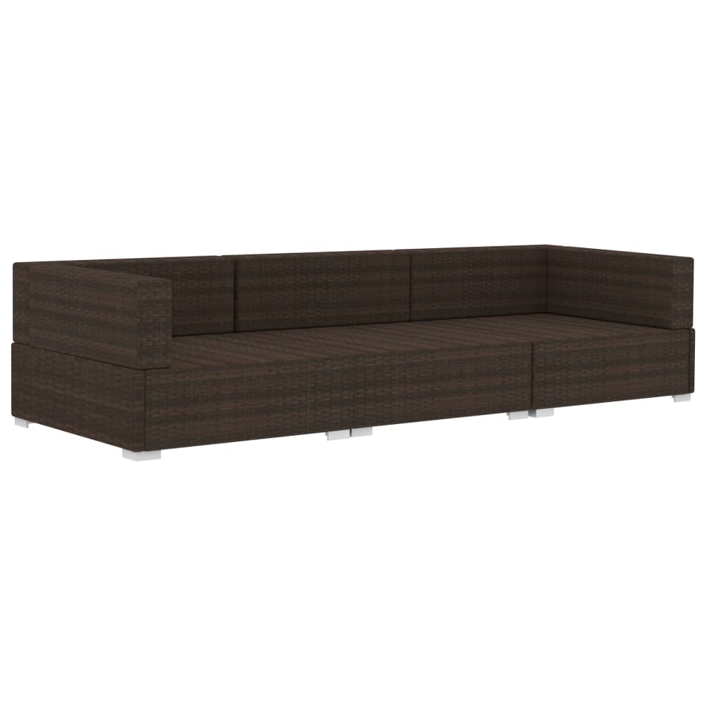 Salon de jardin 3 pcs avec coussins Résine tressée Marron - XIOS