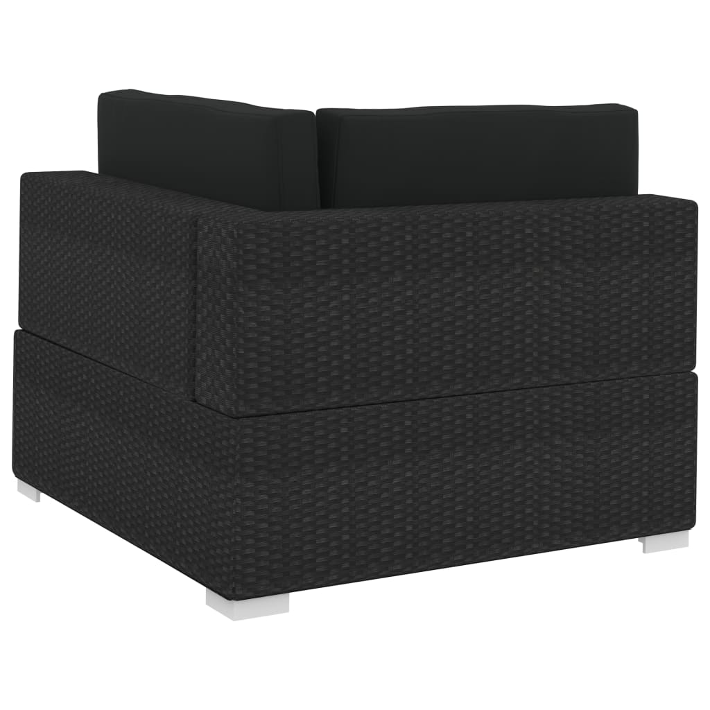 Salon de jardin 3 pcs avec coussins résine tressée noir - XIOS