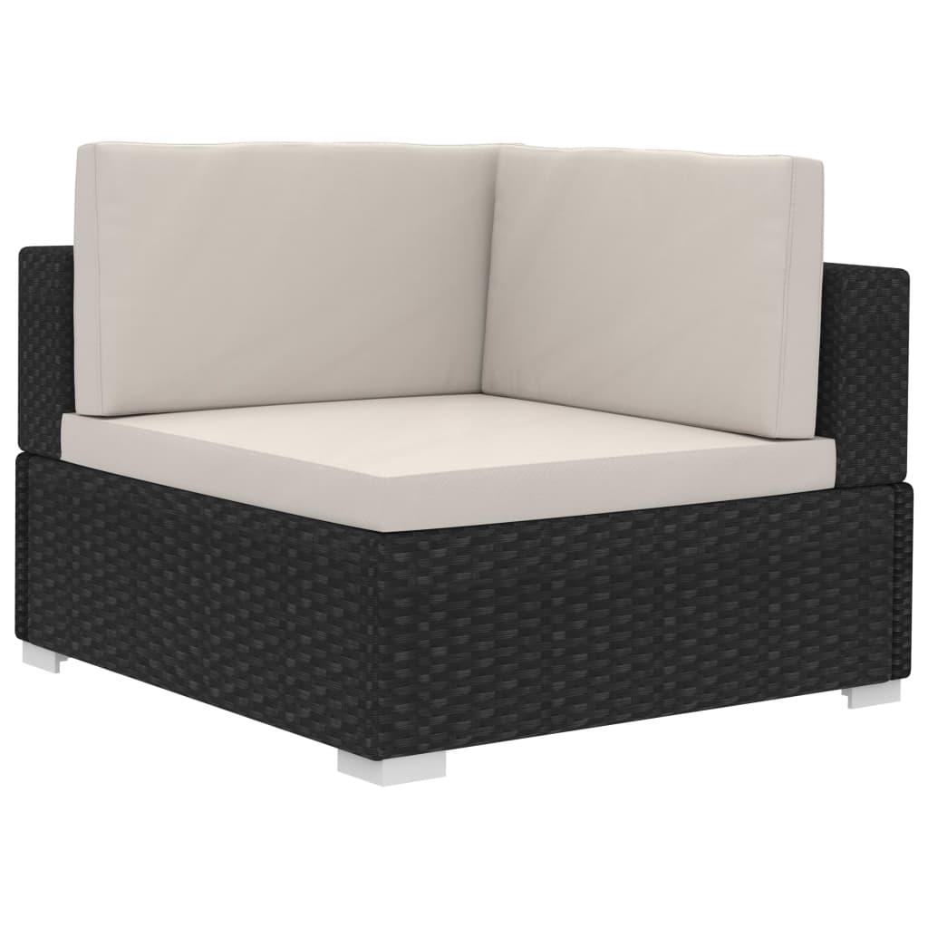 Salon de jardin 4 pcs avec coussins résine tressée noir - XIOS