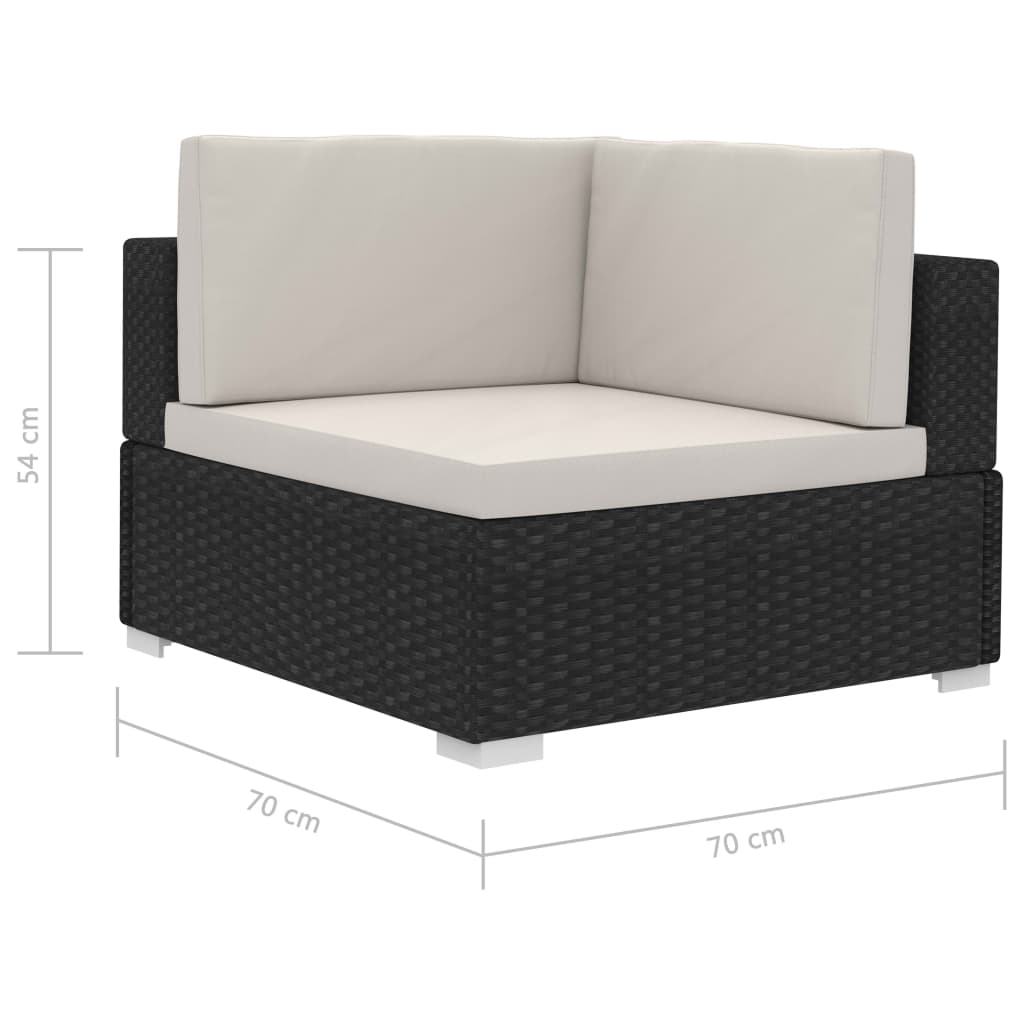 Salon de jardin 4 pcs avec coussins résine tressée noir - XIOS