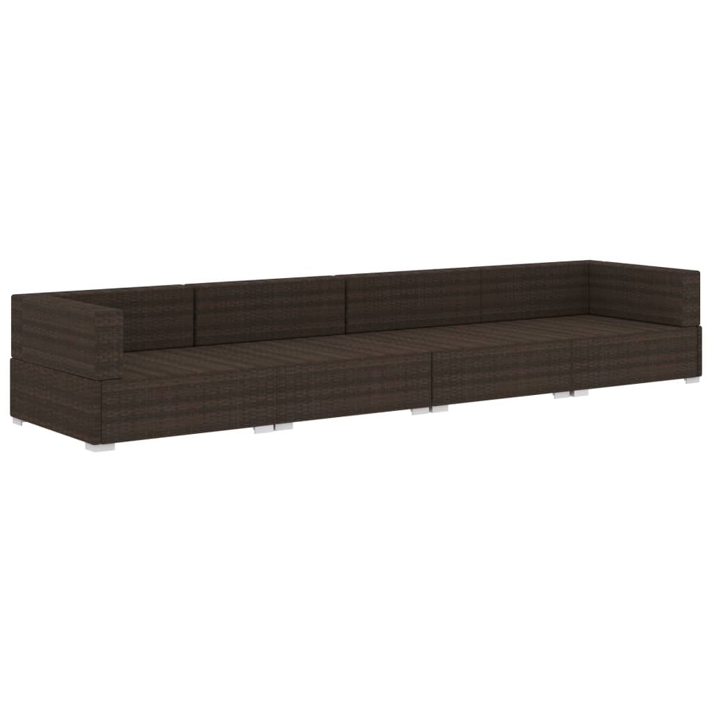 Salon de jardin 4 pcs avec coussins résine tressée marron - XIOS