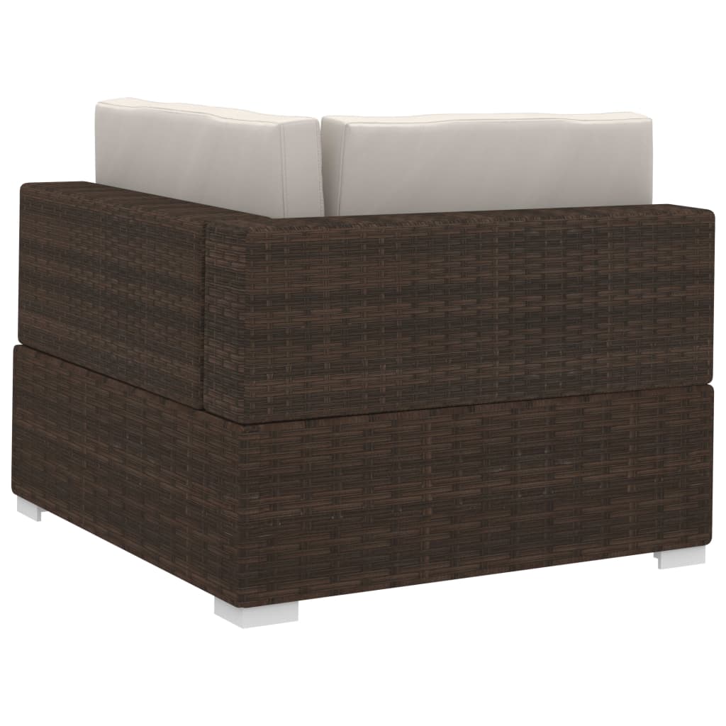 Salon de jardin 4 pcs avec coussins résine tressée marron - XIOS