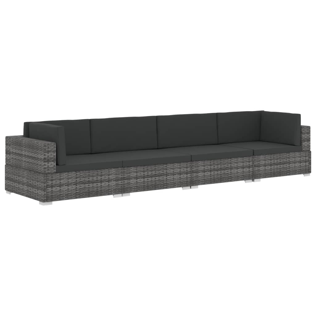 Salon de jardin 4 pcs avec coussins résine tressée gris - XIOS