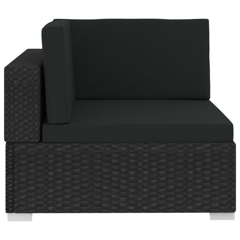 Salon de jardin 4 pcs avec coussins résine tressée noir - XIOS