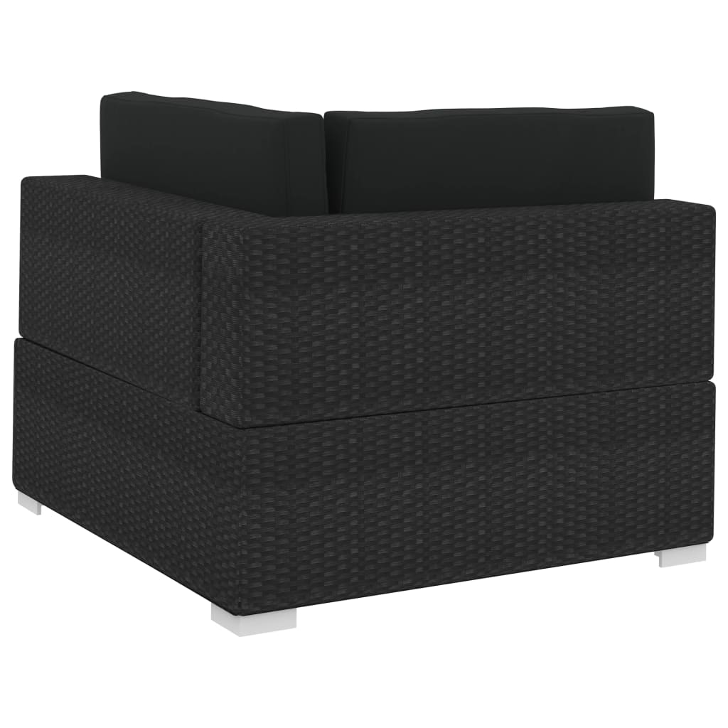 Salon de jardin 4 pcs avec coussins résine tressée noir - XIOS