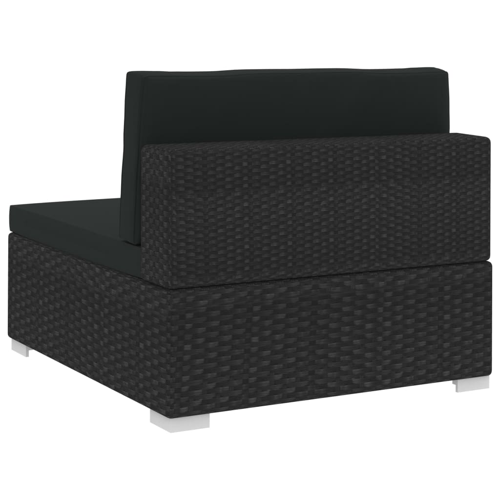 Salon de jardin 4 pcs avec coussins résine tressée noir - XIOS